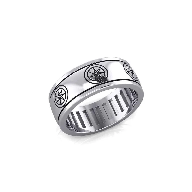 Elven Star Silver Spinner Band Ring TR3754