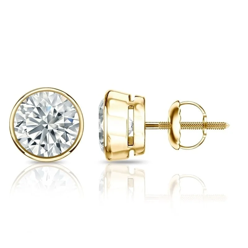 Auriya 14k Gold Certified 4.20 ct. TDW Bezel Set Round Diamond Stud Earrings