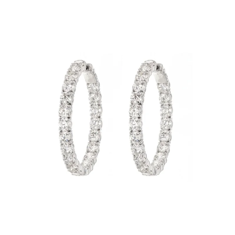 12.78 ctw Diamond 1.50" Inside-Out Hoop Earrings