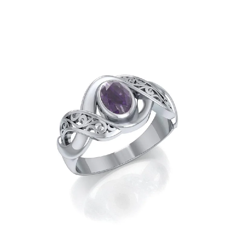 Bold Filigree Sterling Silver Ring with Gemstone TR745 - 3A