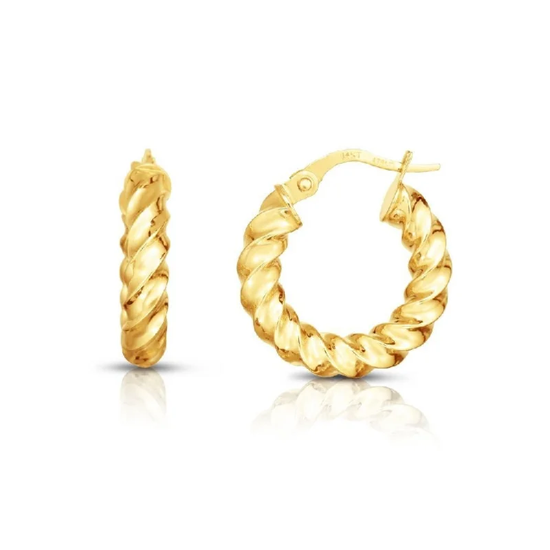 Curata 14k Yellow Gold 4x11mm Mini Twist Hoop Earrings