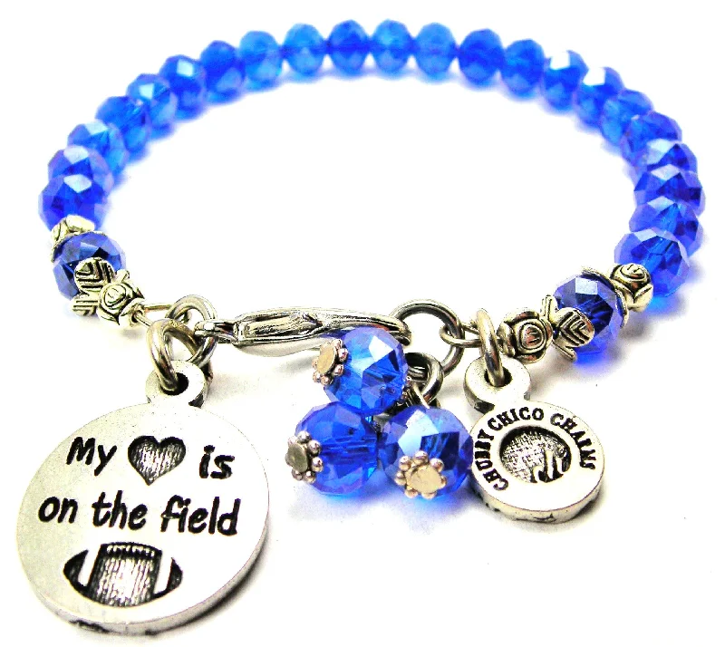 My Heart Is On The Field With Football Splash Of Color Crystal Bracelet