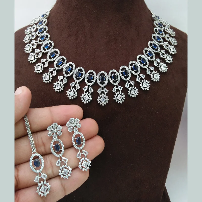 Manisha Jewellery Silver Plated AD Necklace Set