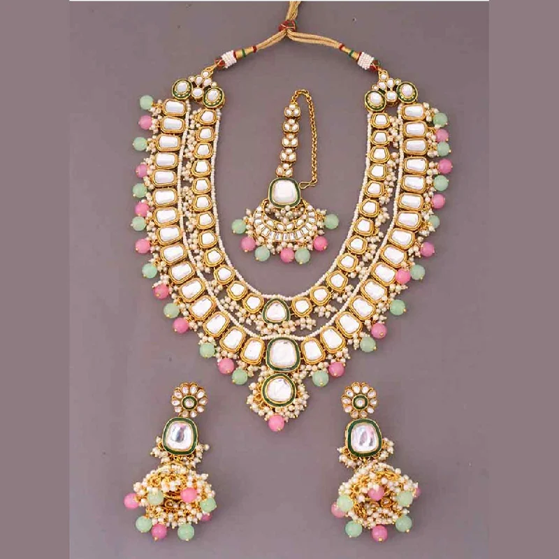 Sai Fashion Gold Plated Kundan Stone Necklace Set