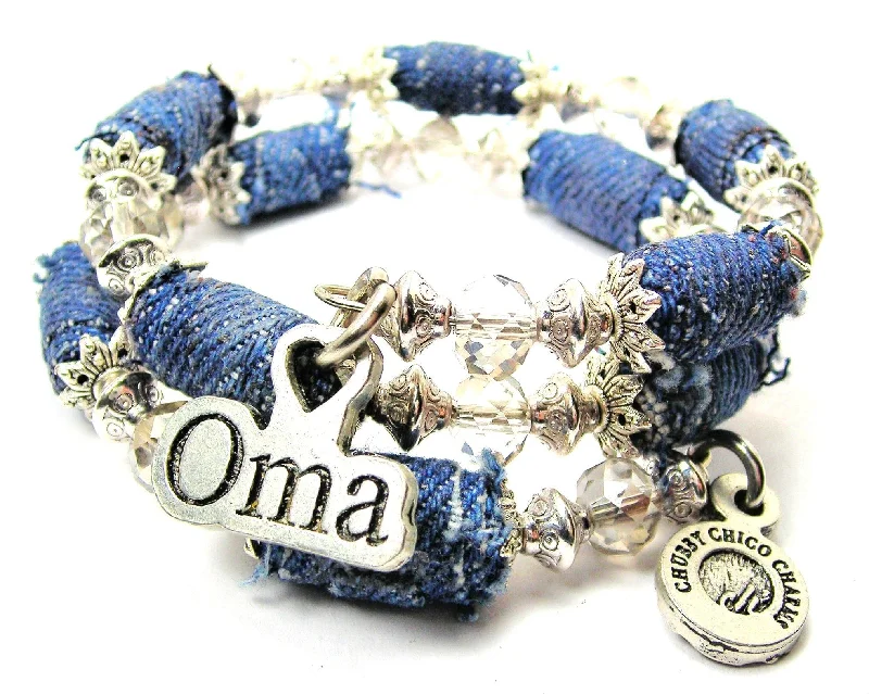 Oma Blue Jean Beaded Wrap Bracelet