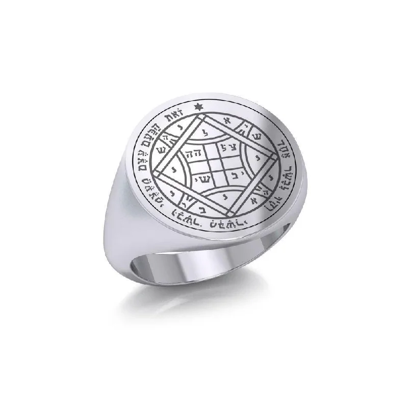 Solomon Seal of Love Silver Signet Men Ring TRI1993