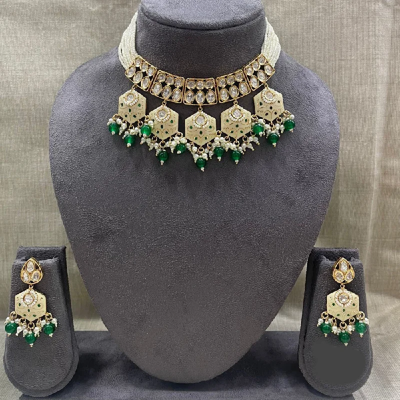 Jyoti Arts Gold Plated Kundan Choker Necklace Set