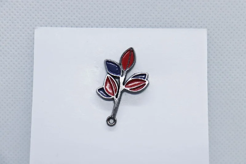 Red And Blue Leaves Imitation Jewellery Lapel Pin