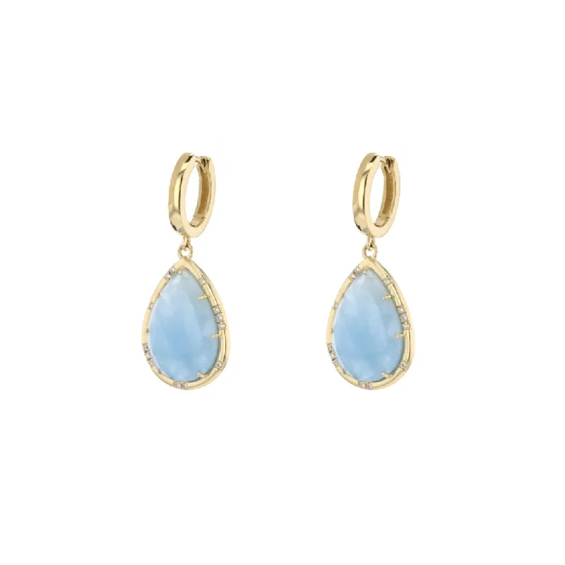 Aquamarine & Diamond Drop Earrings