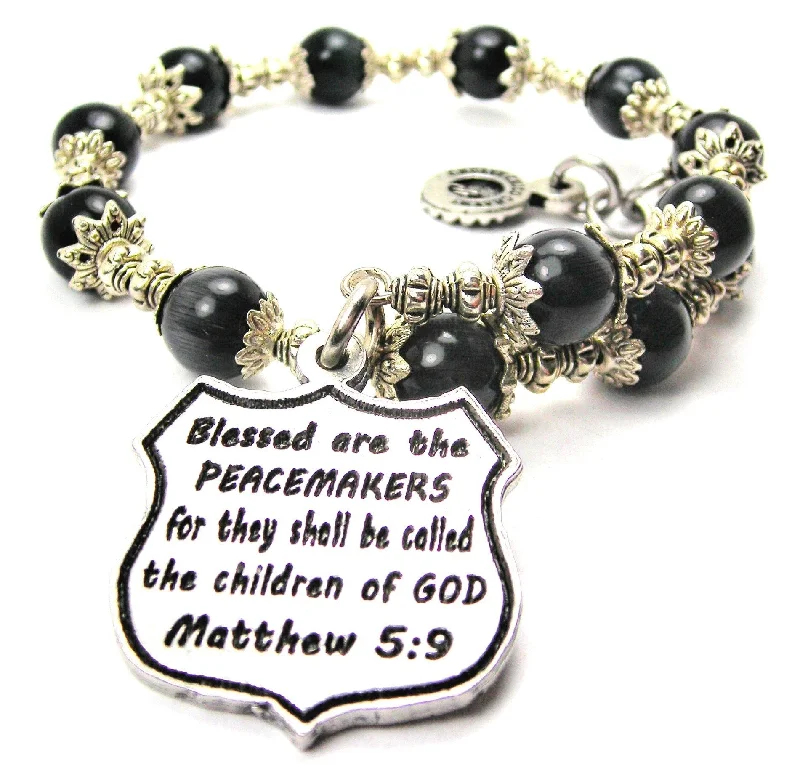 Blessed Are The Peacemakers For They Shall Be Called The Children Of God Matthew 5:9 Cat's Eye Beaded Wrap Bracelet