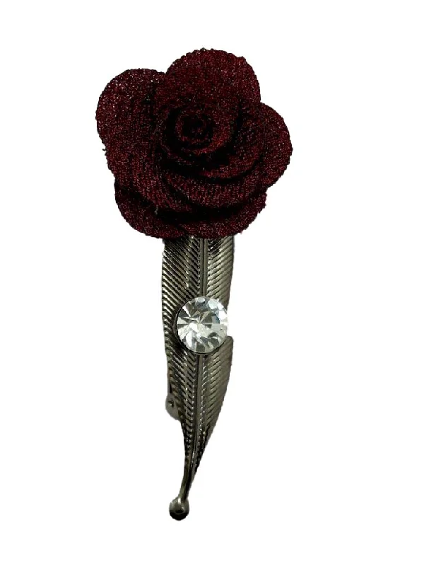 Maroon Flower Brooch