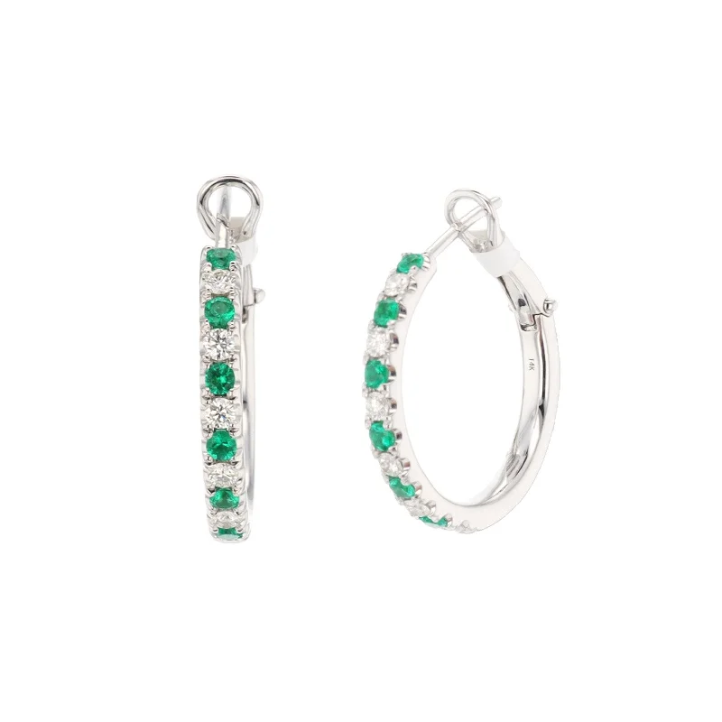 Emerald & Diamond Hoop Earrings