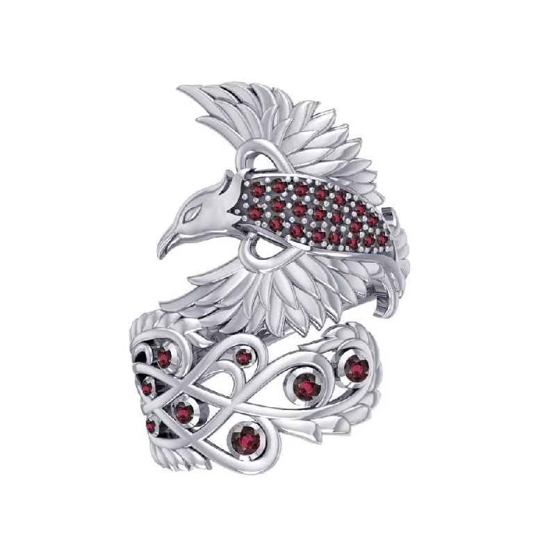 Honor The Flying Phoenix ~ Sterling Silver Jewelry Ring with Gemstone TRI1744