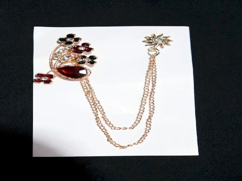 Red Stone Flower Designer Brooch