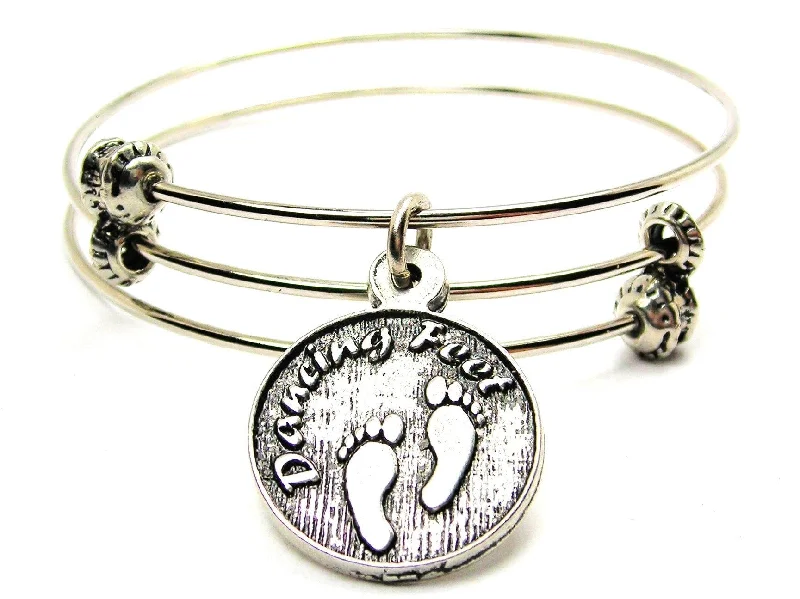 Dancing Feet Triple Style Expandable Bangle Bracelet