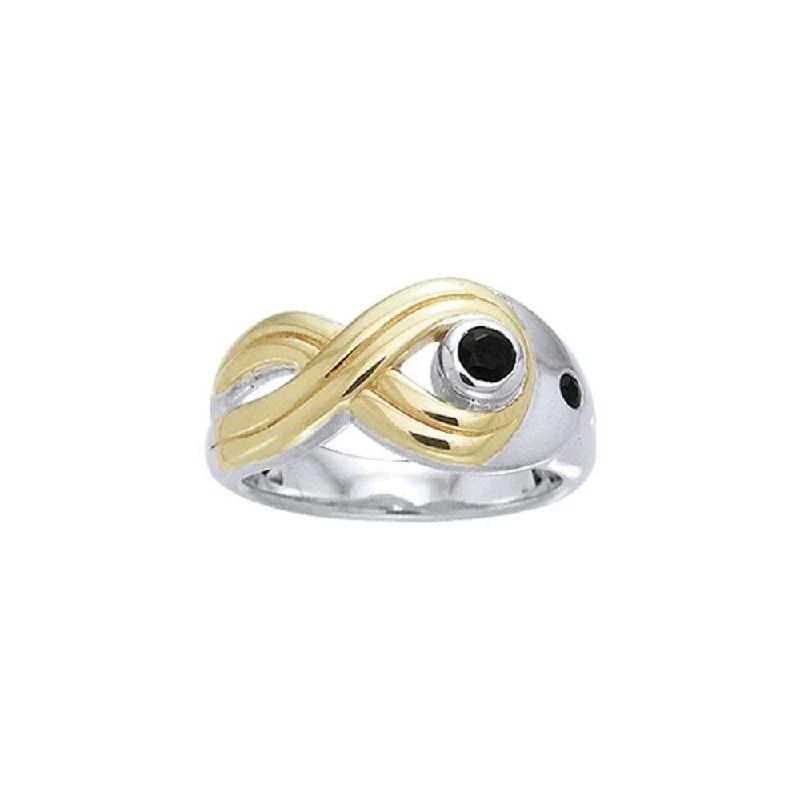 Black Magic Twisted Silver & Gold Ring MRI462