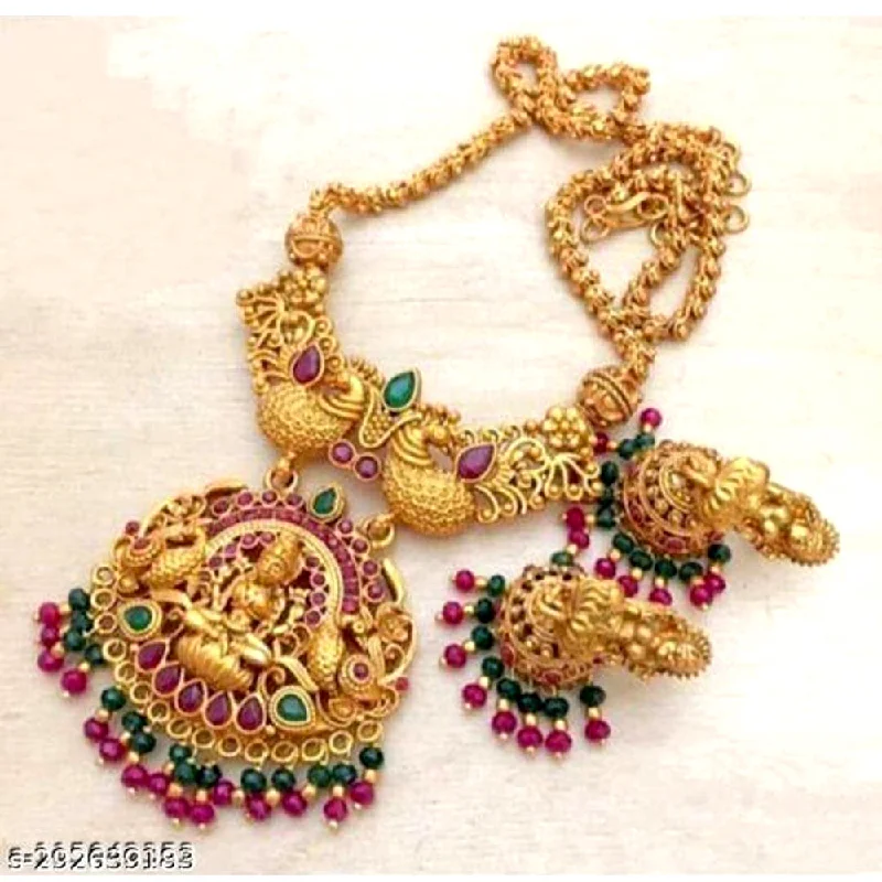 Manisha Jewellery Matte Finish Temple Long Necklace Set