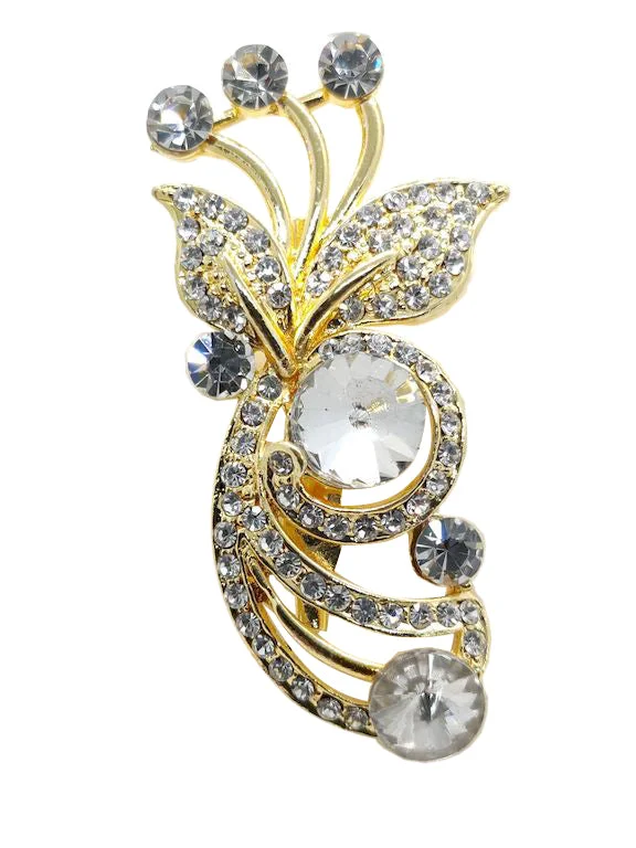 Golden Curve Design With Centre Stone Brooch