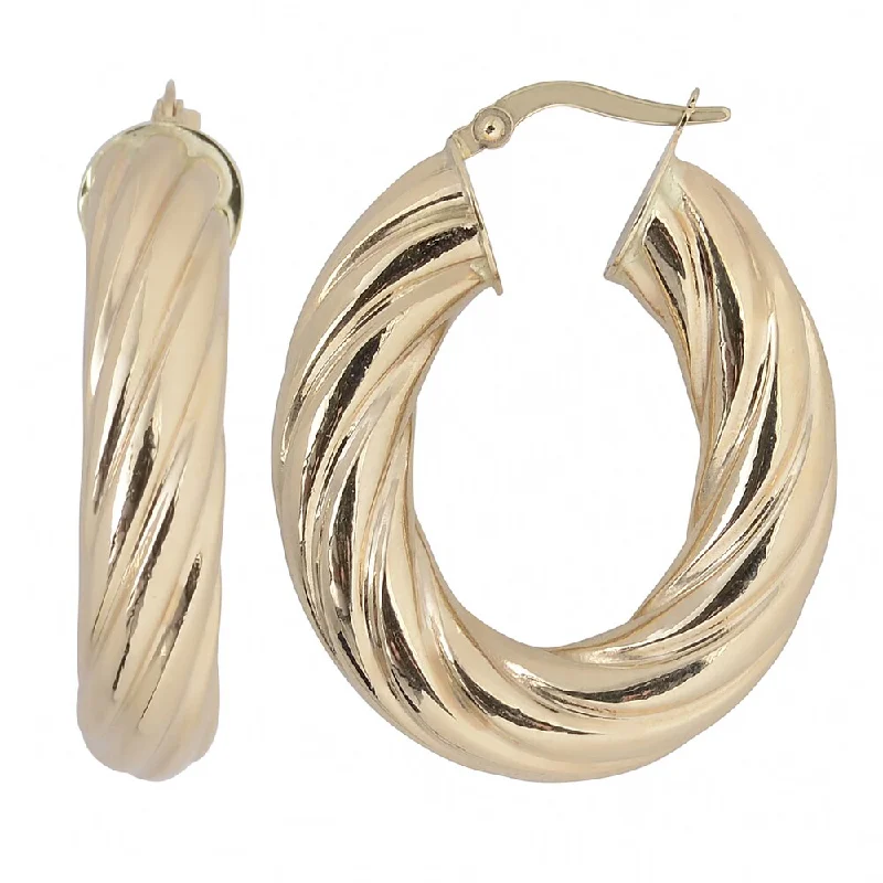 Fremada 10k Yellow Gold Swirl Oval Hoop Earrings