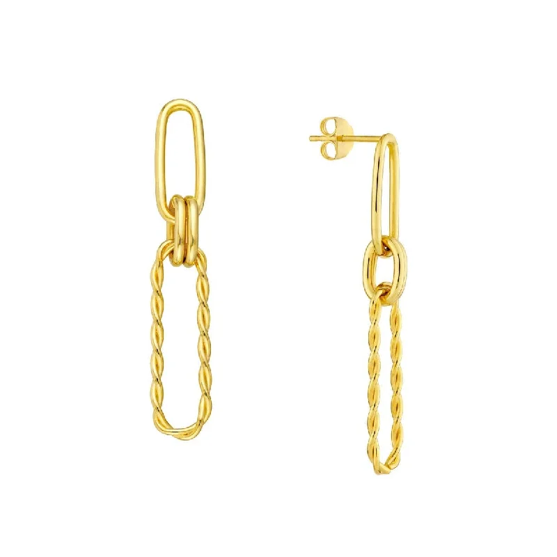 Oval Dangle Twist Link Earrings