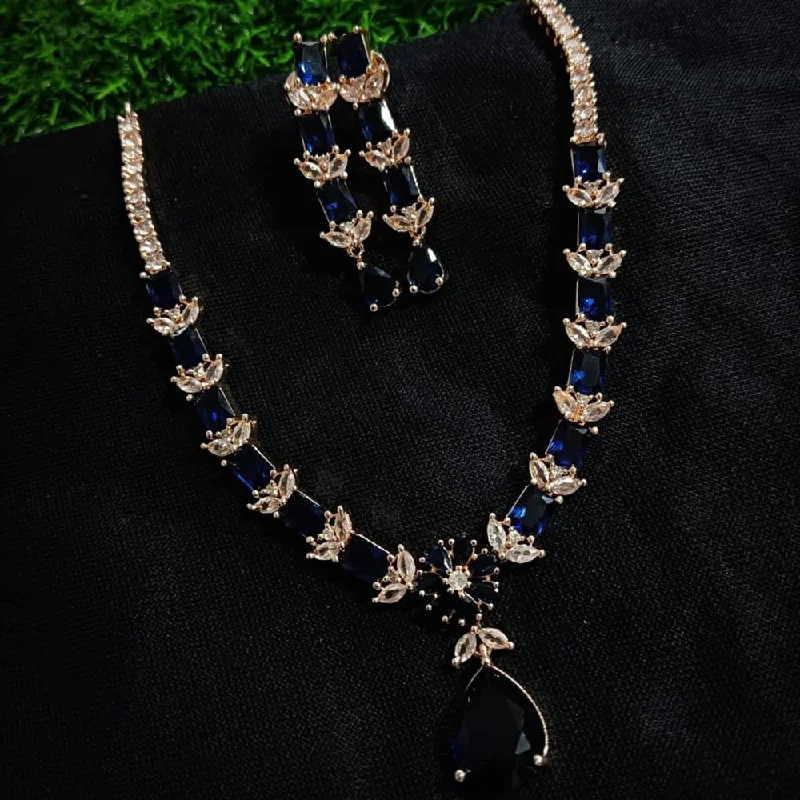 Manisha Jewellery Rose Gold Plated AD Necklace Set