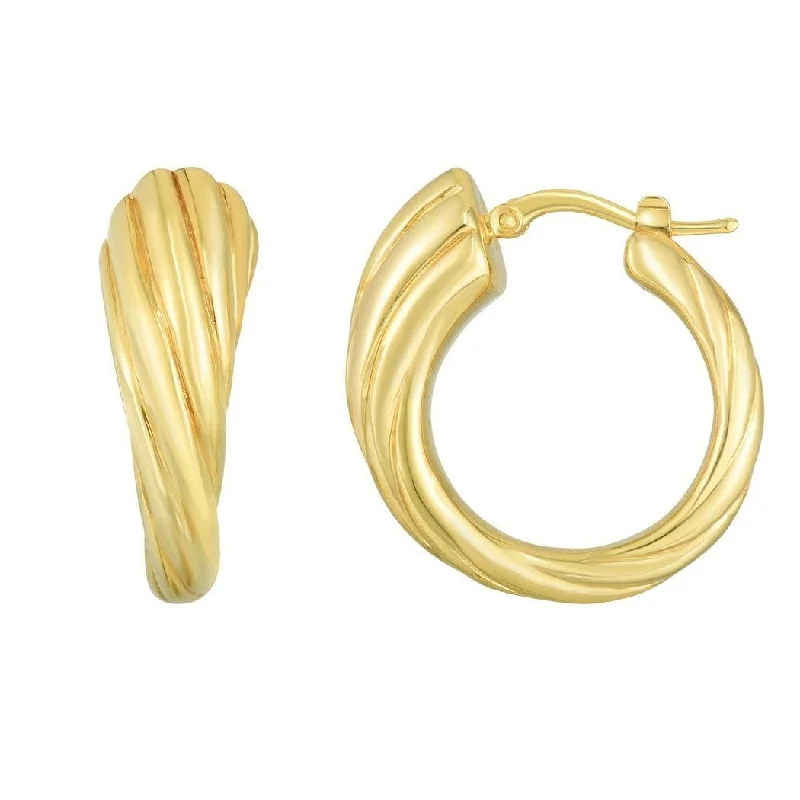 Curata 14k Yellow Gold 25x23mm Polished Italian Cable Earrings