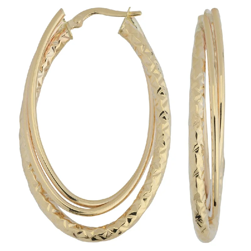 Fremada 10k Yellow Gold Diamond-cut Triple Oval Hoop Earrings