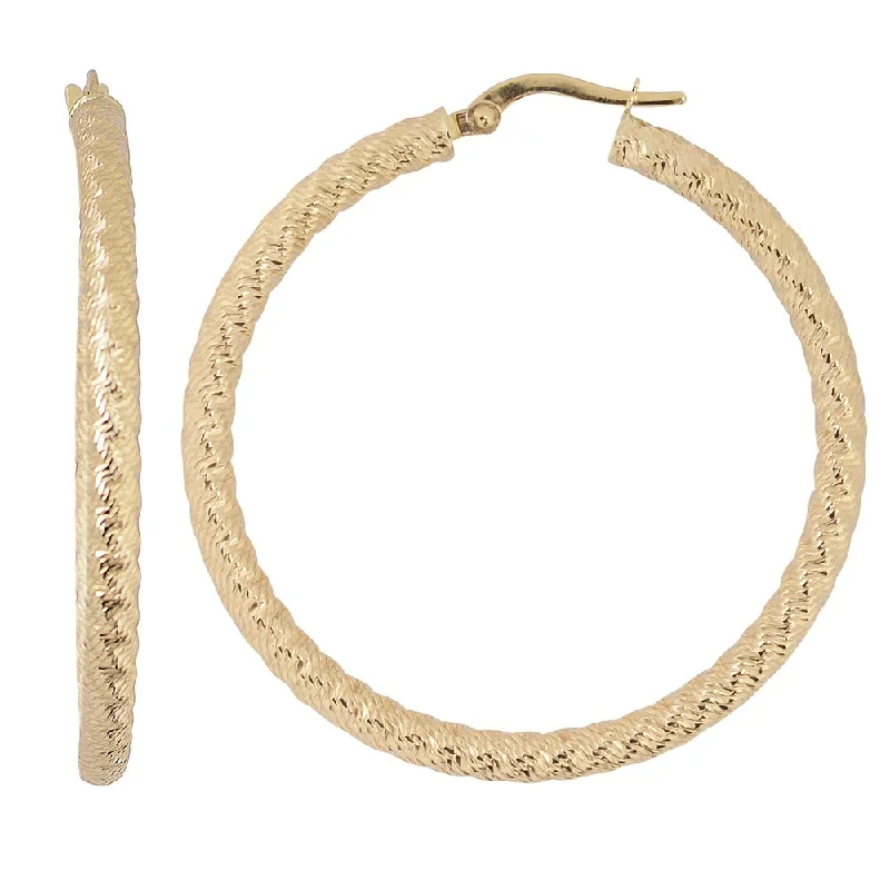 Fremada 10k Yellow Gold 35mm Diamond-cut Hoop Earrings