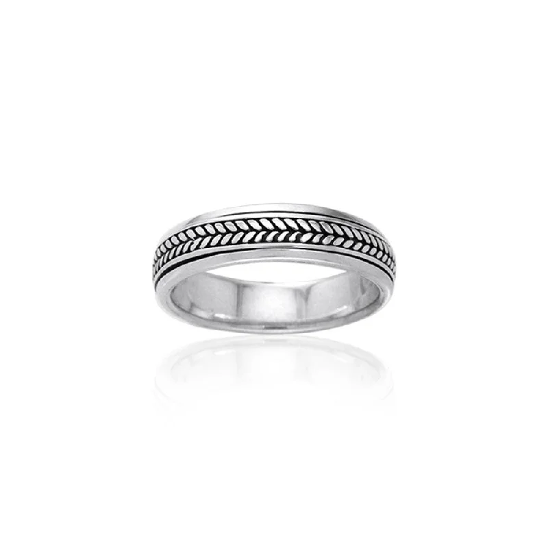 Braided Silver Spinner Ring TR1662